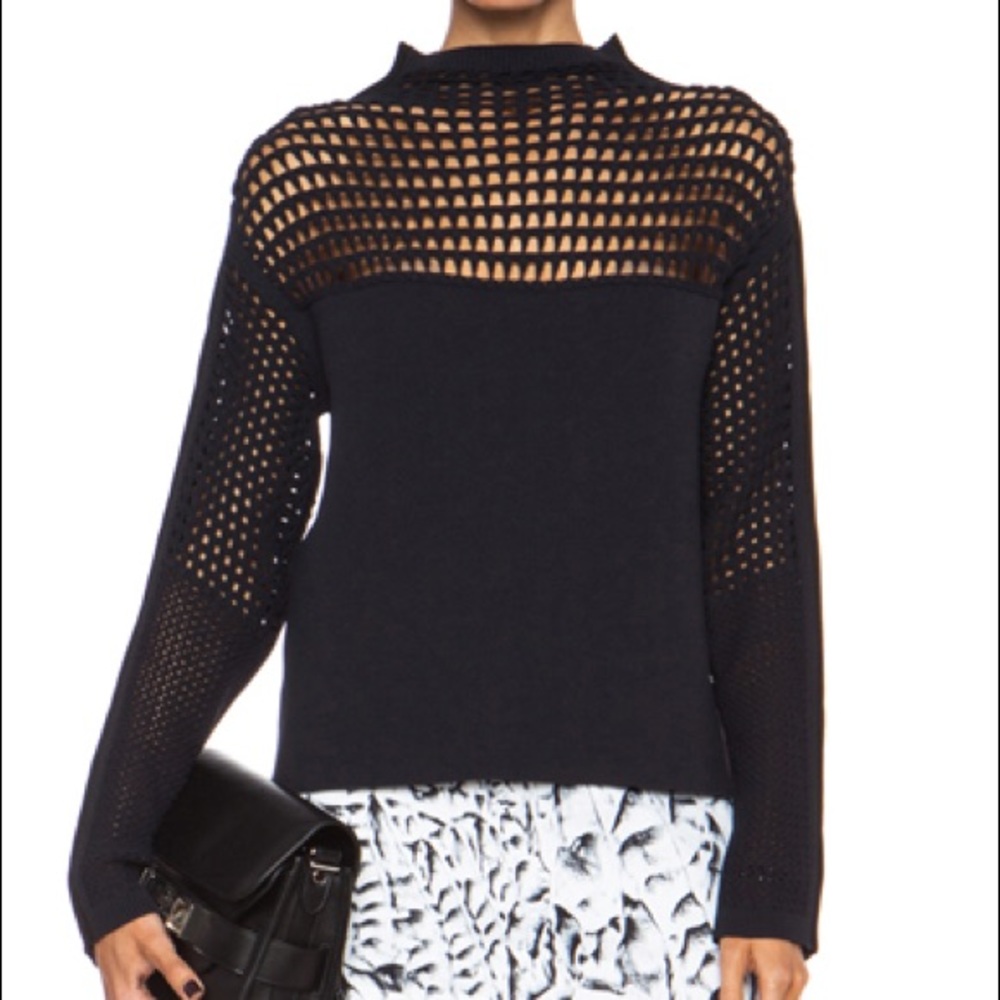 Helmut Lang Micro Grid Cropped Polyamide Sweater